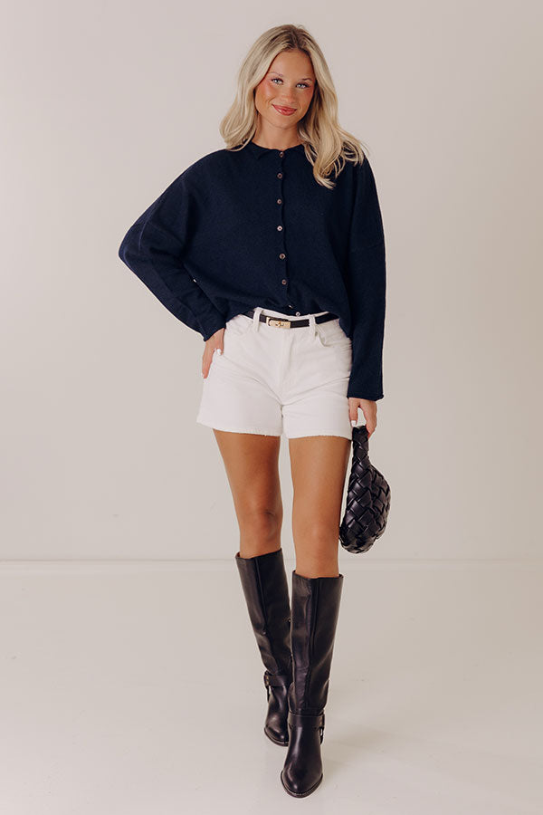 Cozy Mornings Knit Cardigan in Navy Image - 2