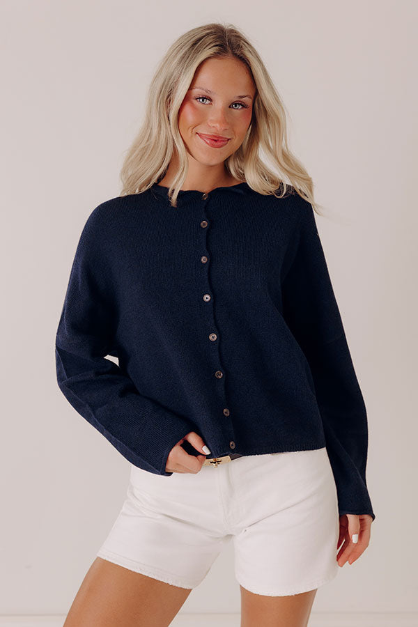 Cozy Mornings Knit Cardigan in Navy