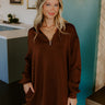 Urban Chic Scuba Quarter Zip Mini Dress in Chocolate Image 1