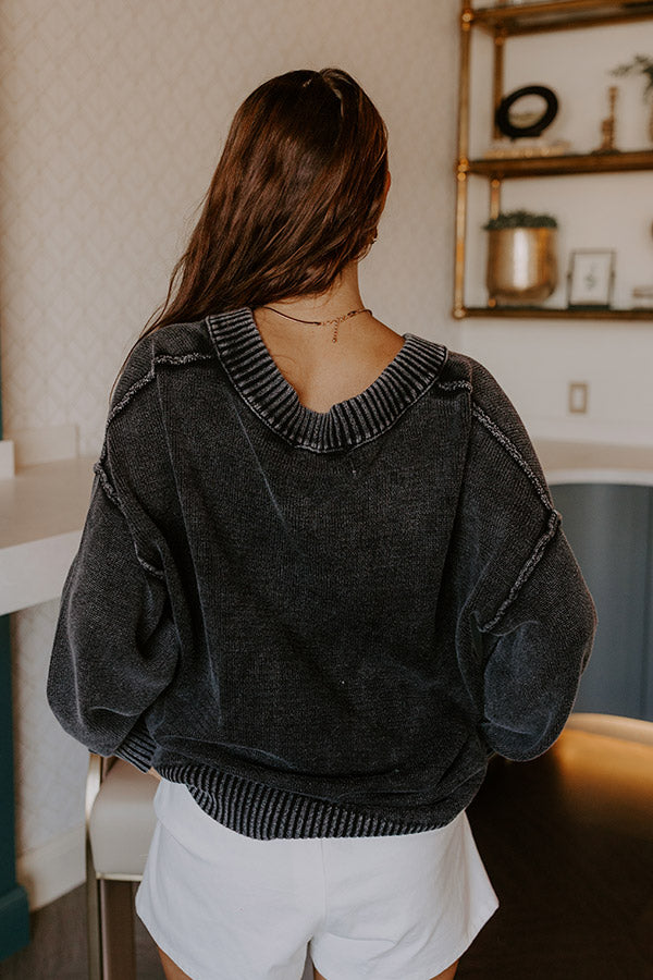 Cozy Mindset Vintage Wash Knit Sweater in Vintage Black Image 3