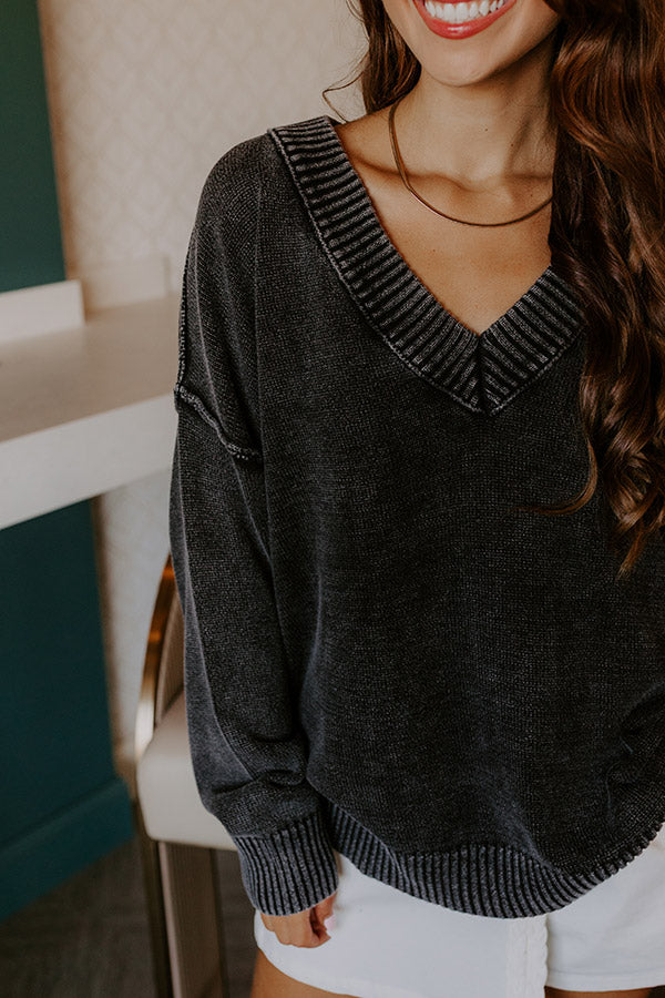 Cozy Mindset Vintage Wash Knit Sweater in Vintage Black Image 5
