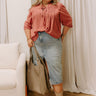 Paris Mornings Pleated Top in Rustic Rose Curves Image 1