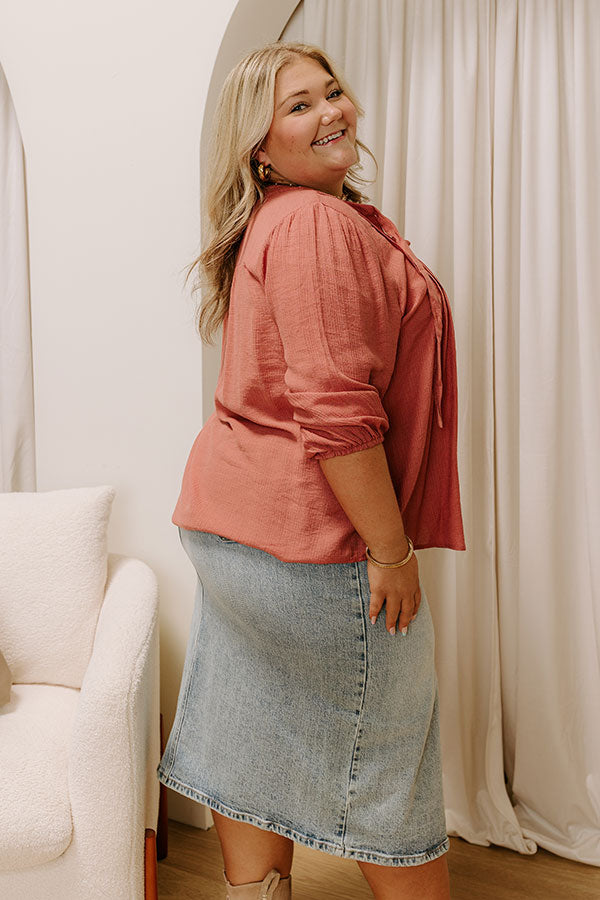 Paris Mornings Pleated Top in Rustic Rose Curves Image 3