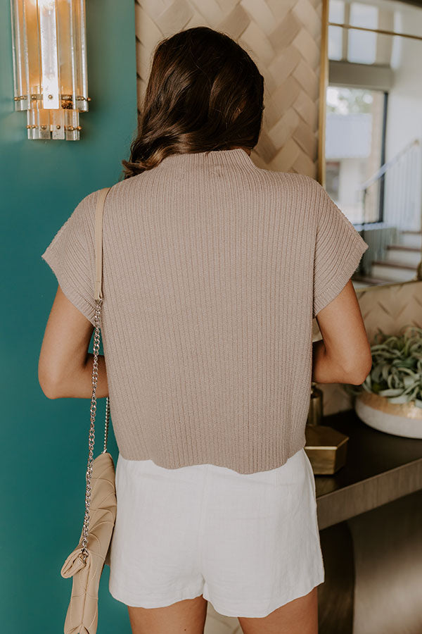 Poetry And Lattes Knit Top in Warm Taupe Image 5