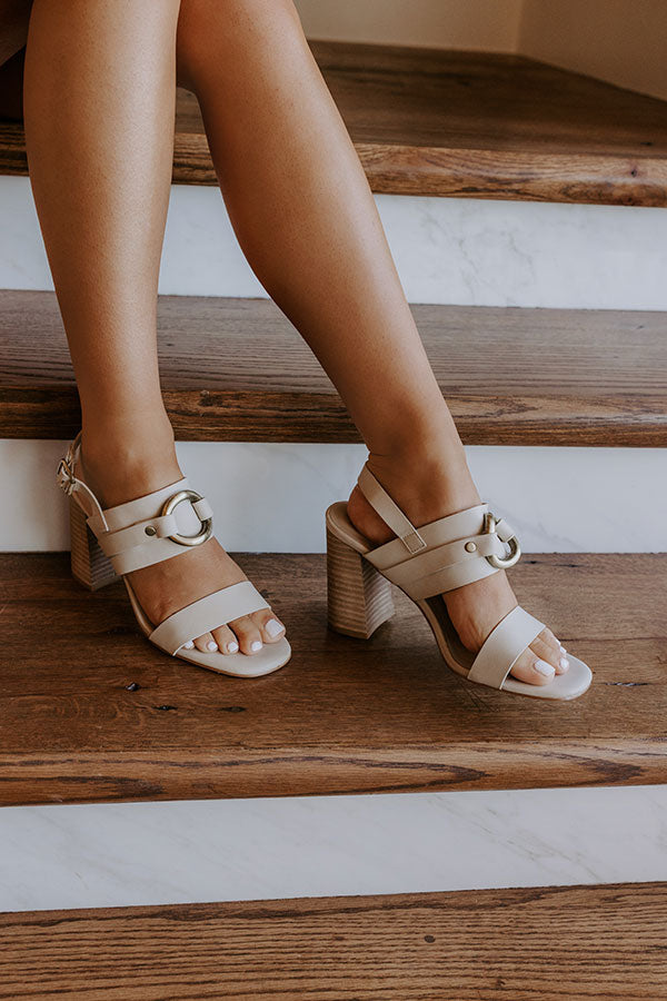 Hannah Faux Leather Heel in Stone Image 3