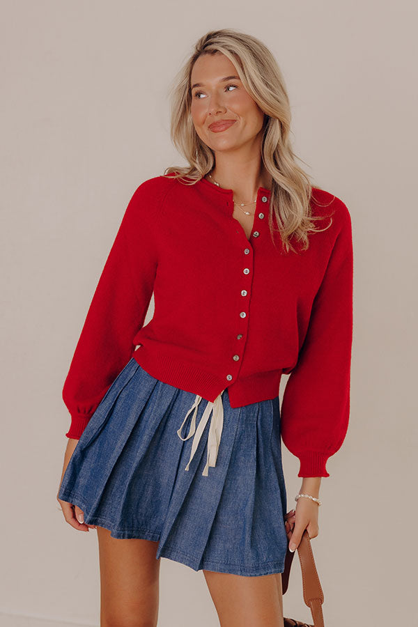 Classic Charm Knit Cardigan in Red Image - 1