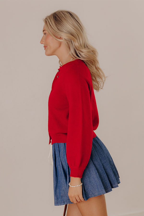 Classic Charm Knit Cardigan in Red Image - 2