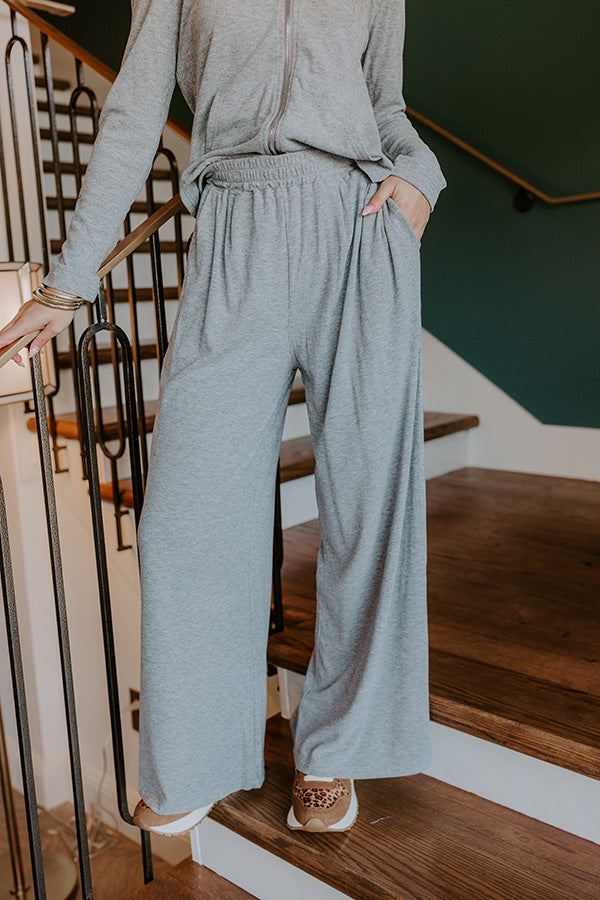 Soft Focus High Waist Wide Leg Pants in Grey Image 2