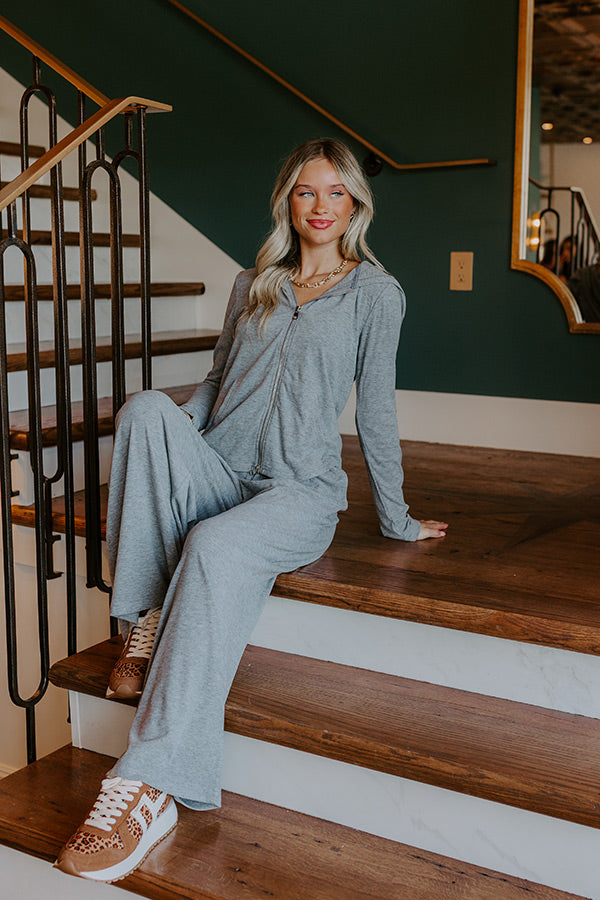 Soft Focus High Waist Wide Leg Pants in Grey Image 5
