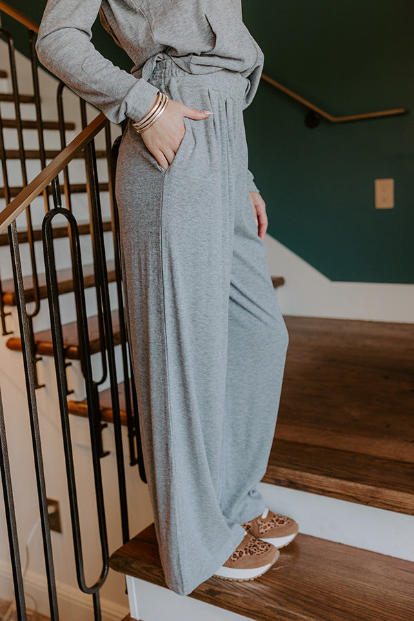 Soft Focus High Waist Wide Leg Pants in Grey Image 3