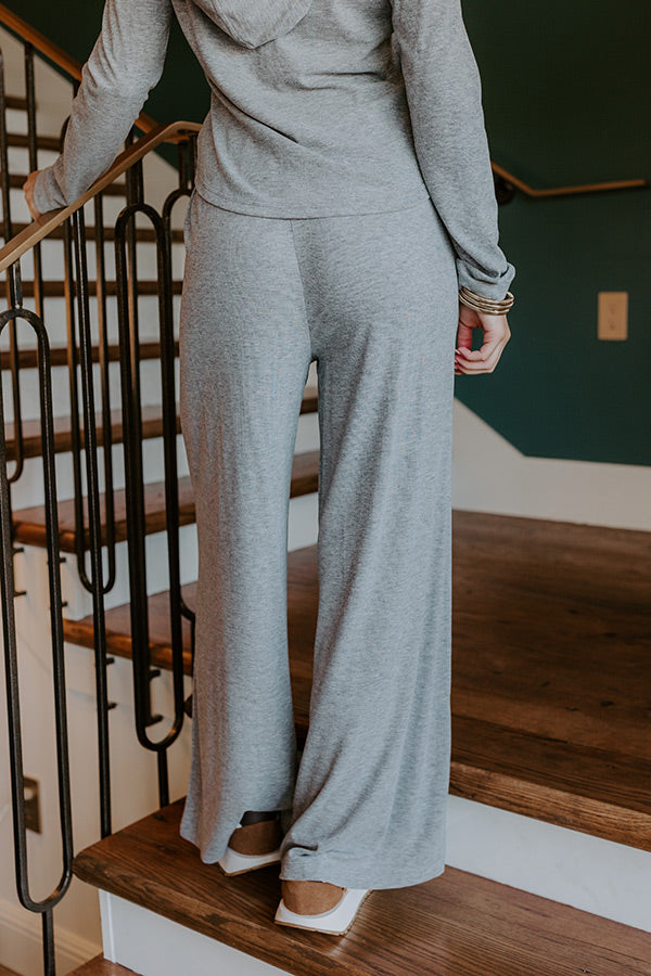 Soft Focus High Waist Wide Leg Pants in Grey Image 4