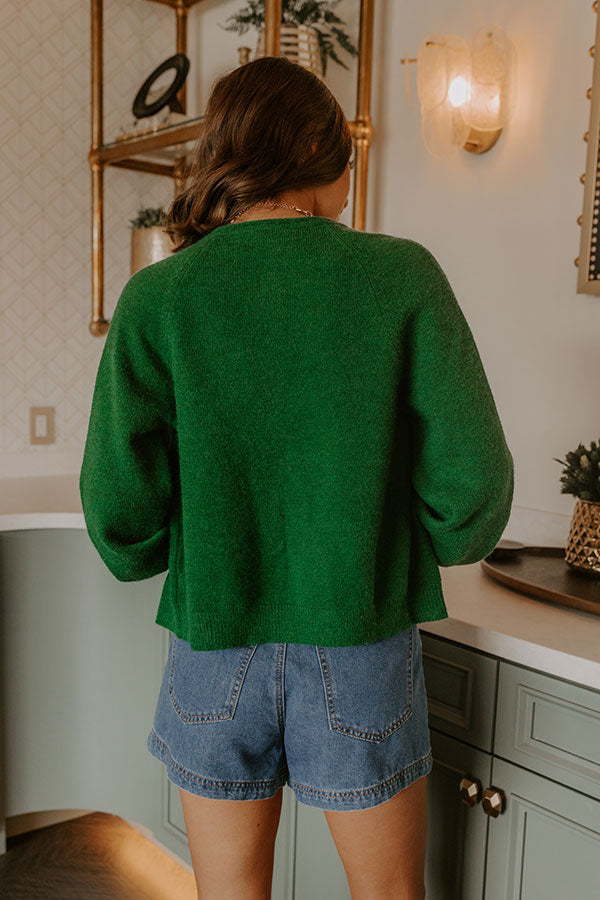 Classic Charm Knit Cardigan in Green Image 5