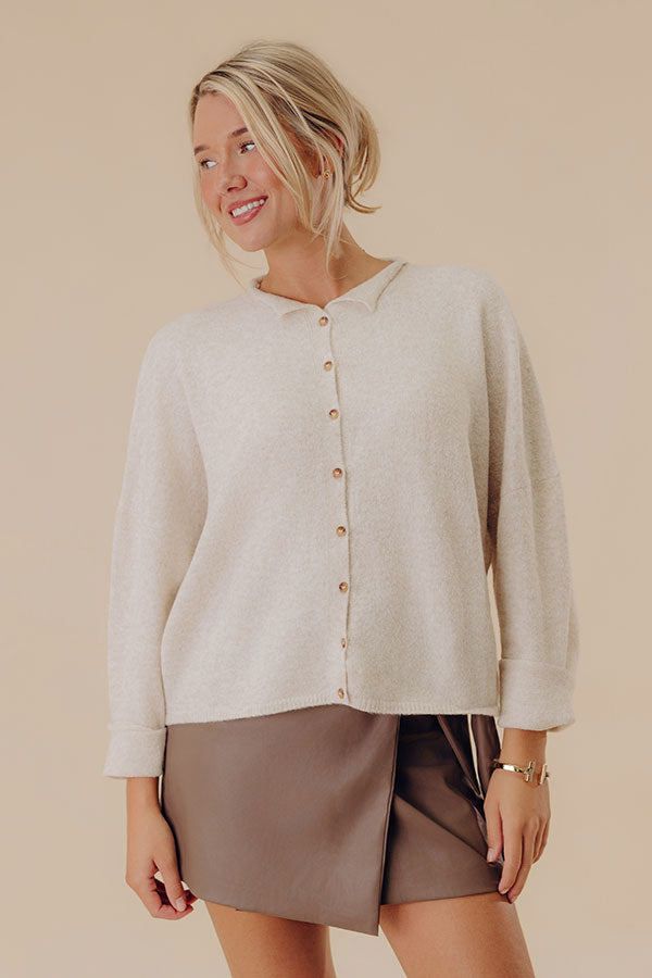 Cozy Mornings Knit Cardigan in Oatmeal Image - 3