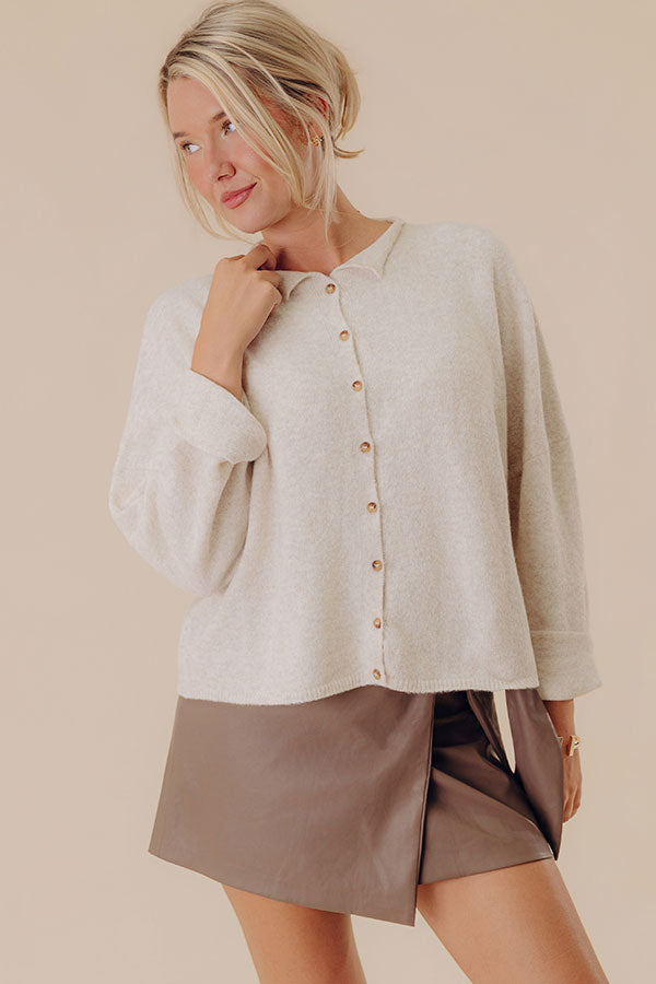 Cozy Mornings Knit Cardigan in Oatmeal