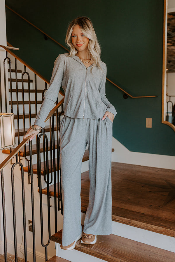 Soft Focus Zip Up Sweater in Grey Image 3