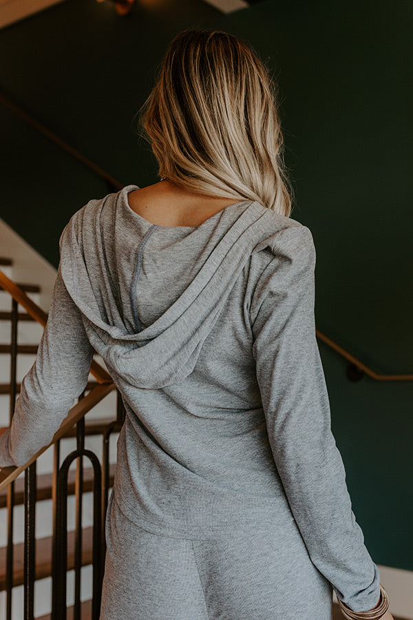 Soft Focus Zip Up Sweater in Grey Image 5