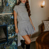 The Vineyard Affair High Waist Knit Mini Skirt in Grey Image 1