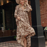 Vino Sipping Floral Midi Dress in Mocha Image - 1