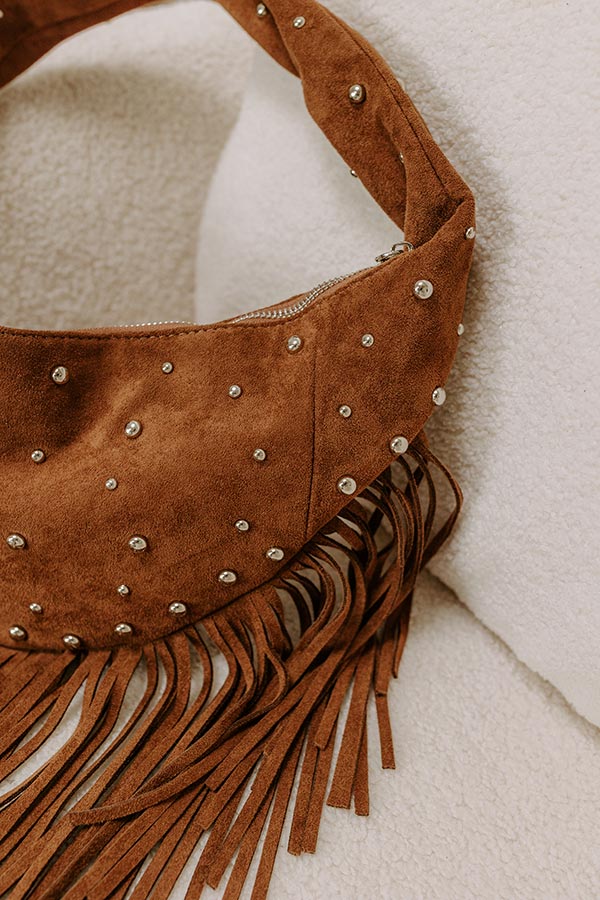 Boho Feels Faux Suede Fringe Purse in Camel Image 4