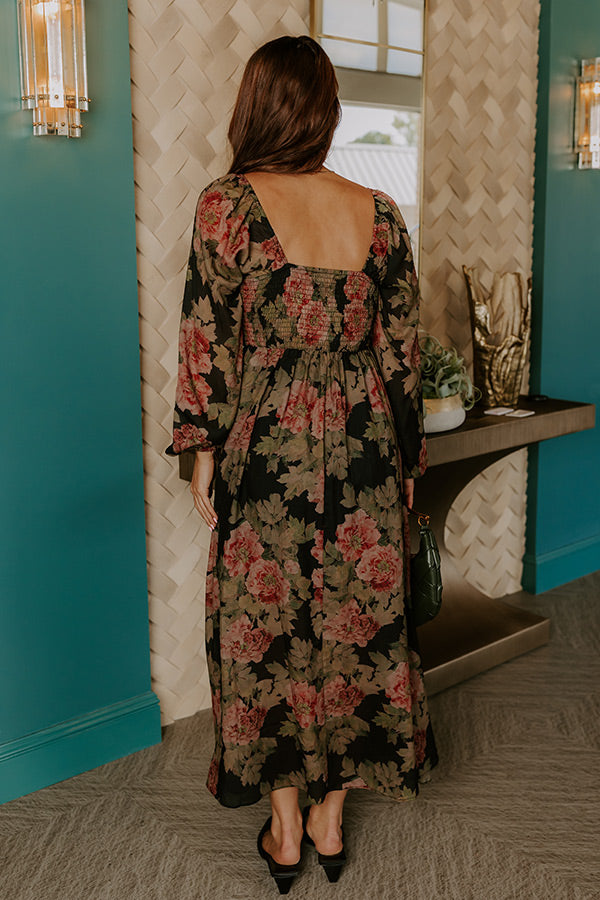 Secret Garden Floral Smocked Midi Dress Image 5