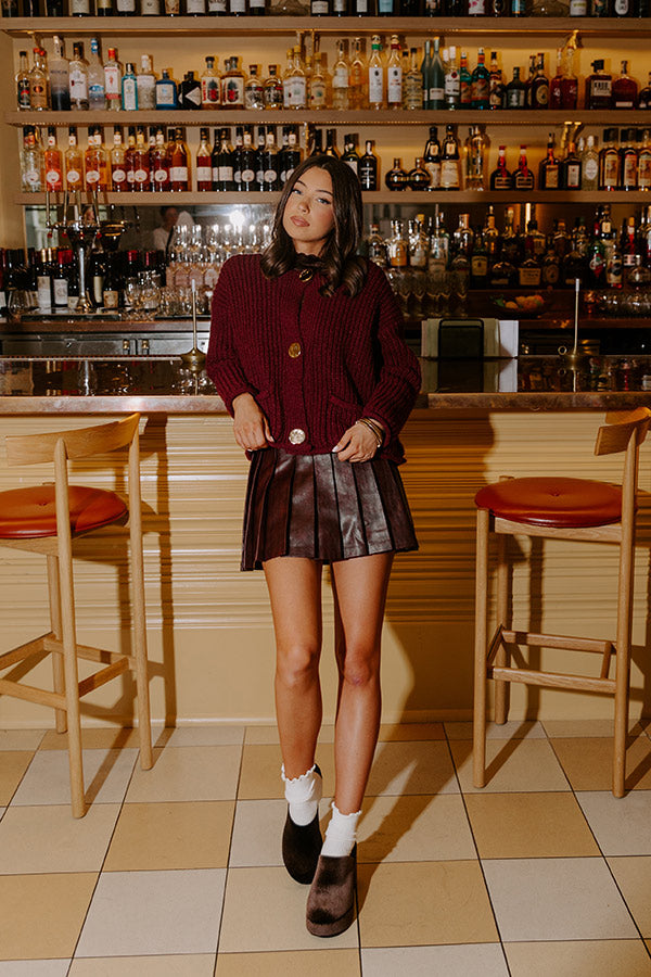 Haute Topic High Waist Faux Leather Skort in Merlot Image - 5