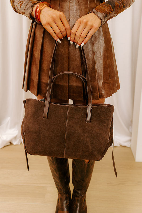 The City Life Faux Suede Tote in Chestnut Image - 5