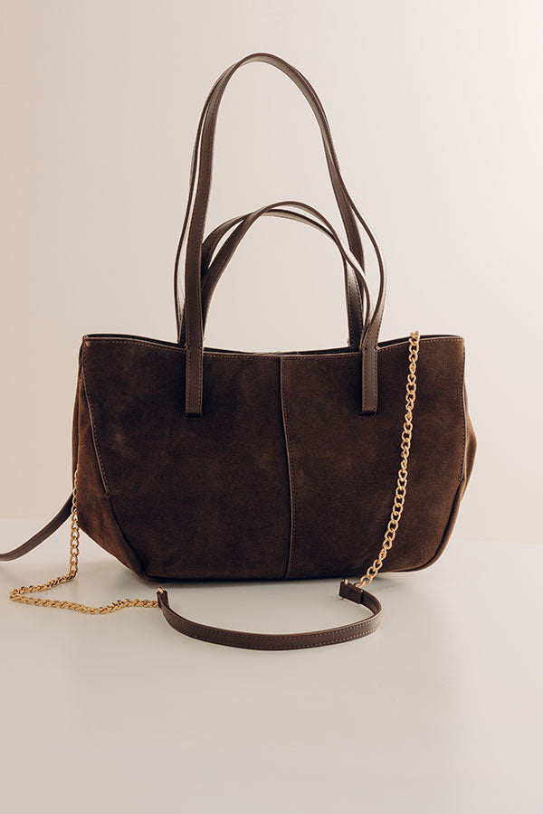 The City Life Faux Suede Tote in Chestnut Image - 1