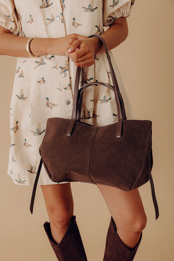 The City Life Faux Suede Tote in Chestnut Image - 1