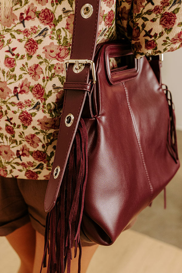 Metropolitan Muse Faux Leather Fringe Purse in Merlot Image 3