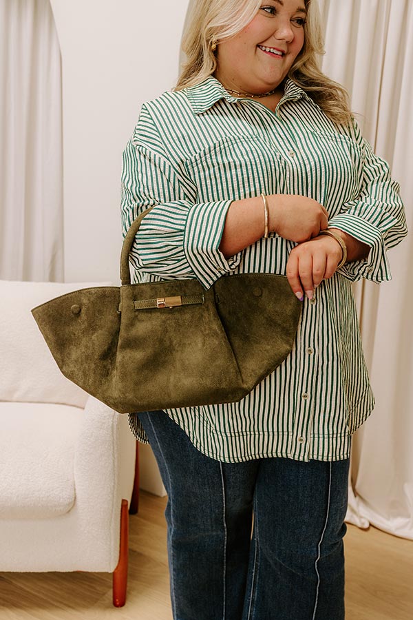 Soho Stroll Faux Suede Tote in Olive Image 1