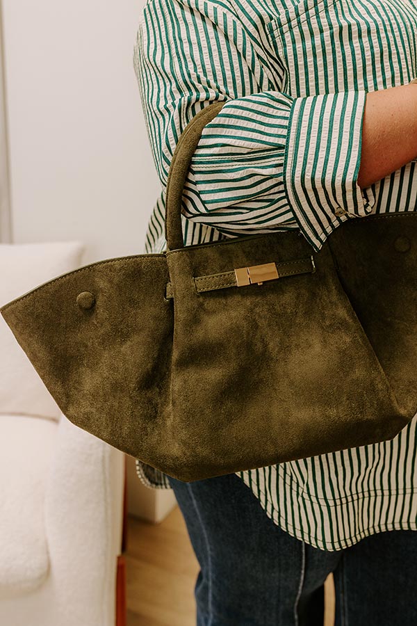 Soho Stroll Faux Suede Tote in Olive Image 2