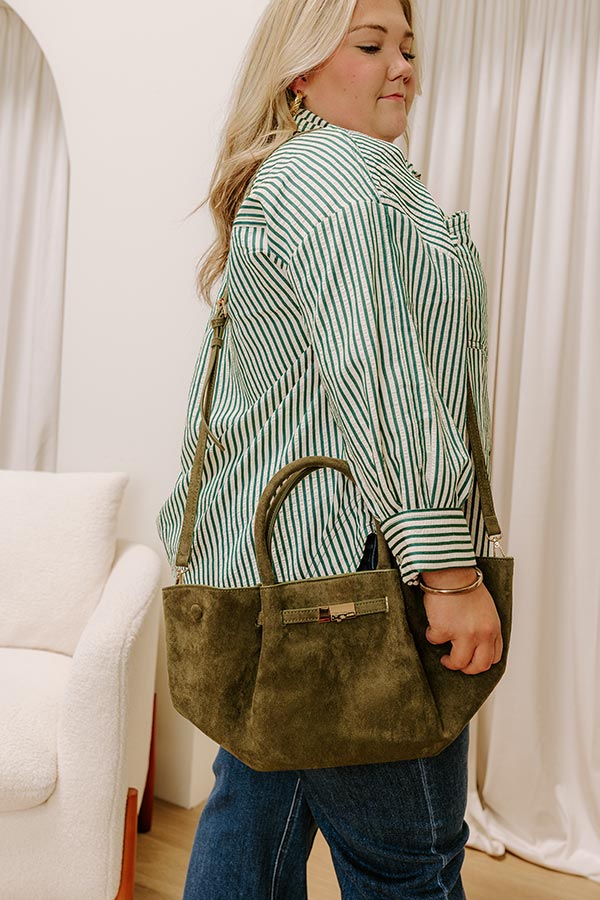 Soho Stroll Faux Suede Tote in Olive Image 4