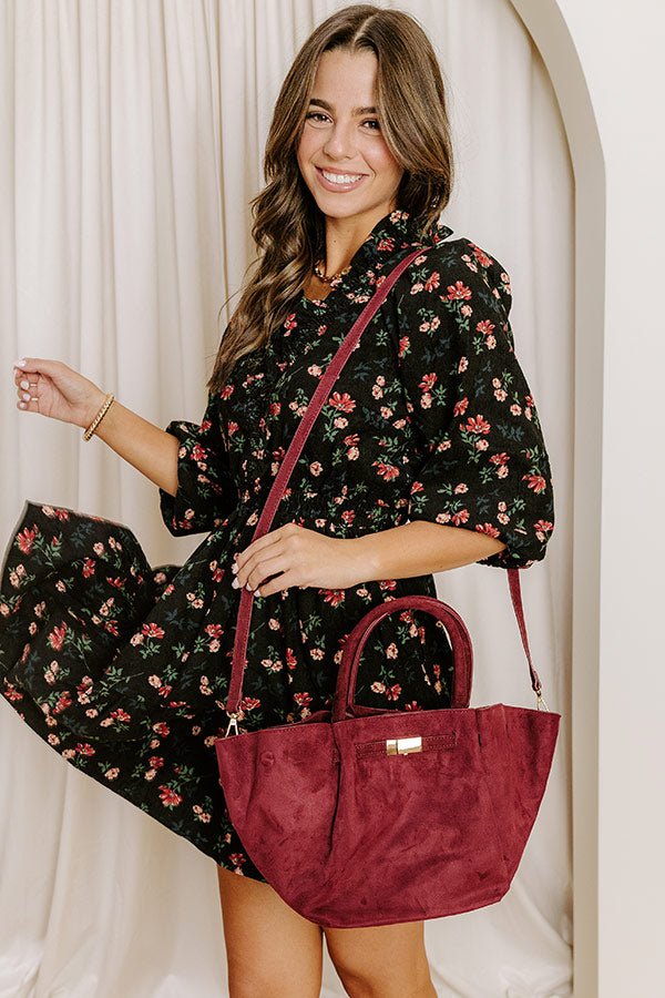 Soho Stroll Faux Suede Tote in Wine Image 1