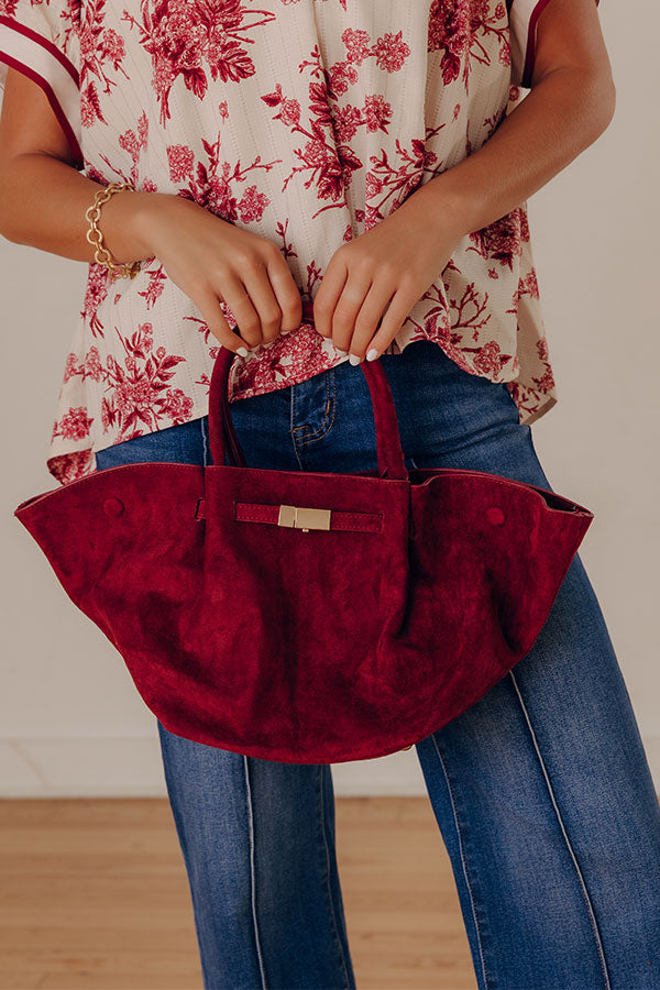Soho Stroll Faux Suede Tote in Wine Image - 1