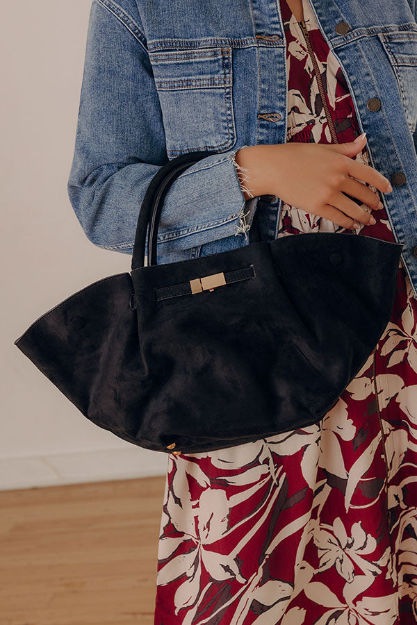 Soho Stroll Faux Suede Tote in Black