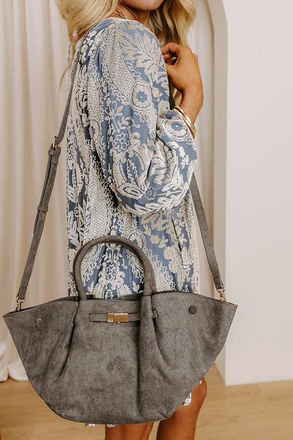 Soho Stroll Faux Suede Tote in Grey Image 4