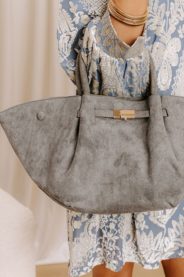 Soho Stroll Faux Suede Tote in Grey Image 2