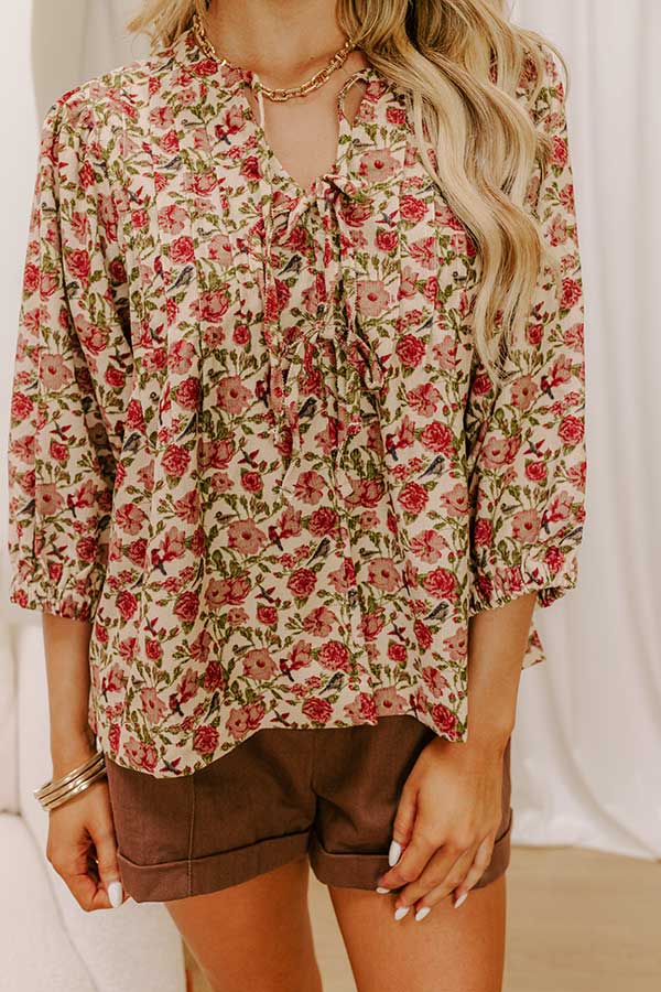 Falling Leaves Floral Corduroy Top Image 3