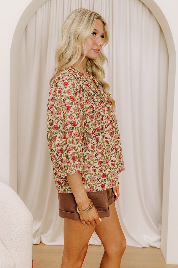 Falling Leaves Floral Corduroy Top Image 4