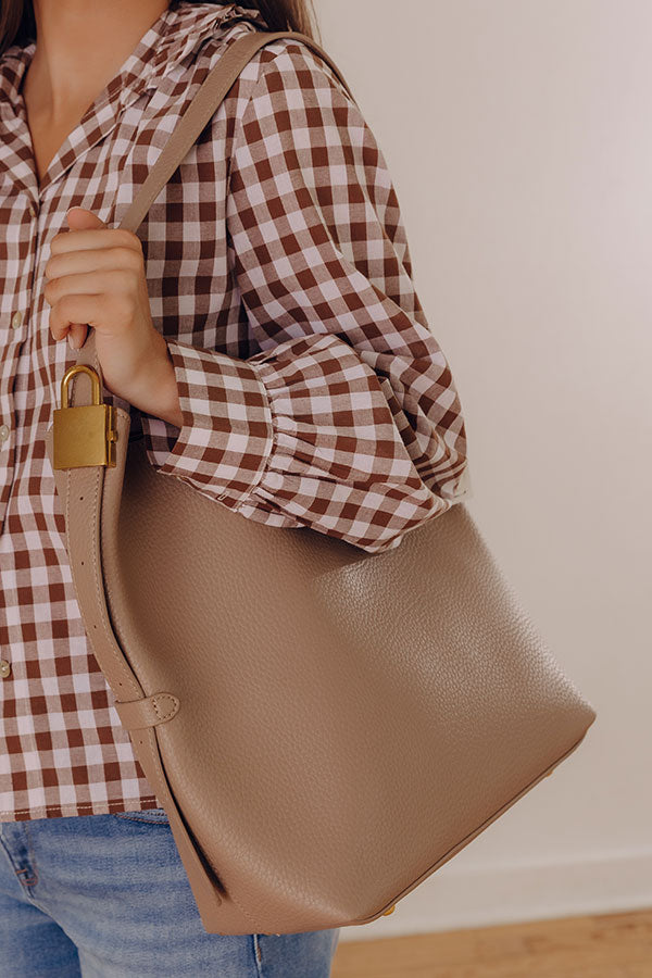 The Matty Faux Leather Tote in Taupe Image - 1