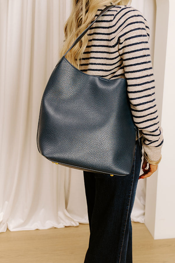 The Matty Faux Leather Tote in Navy Image 1