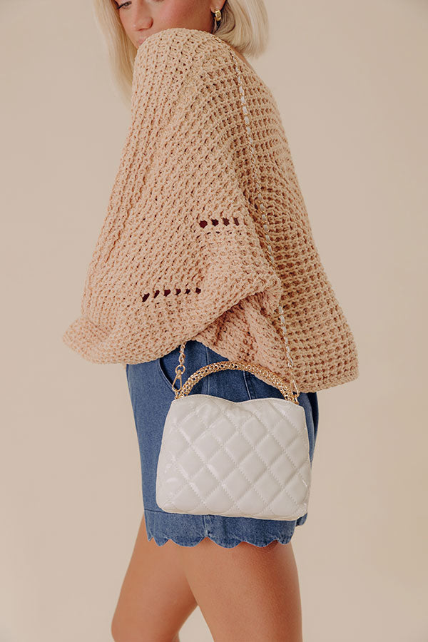 The Staci Faux Leather Quilted Crossbody in Ivory