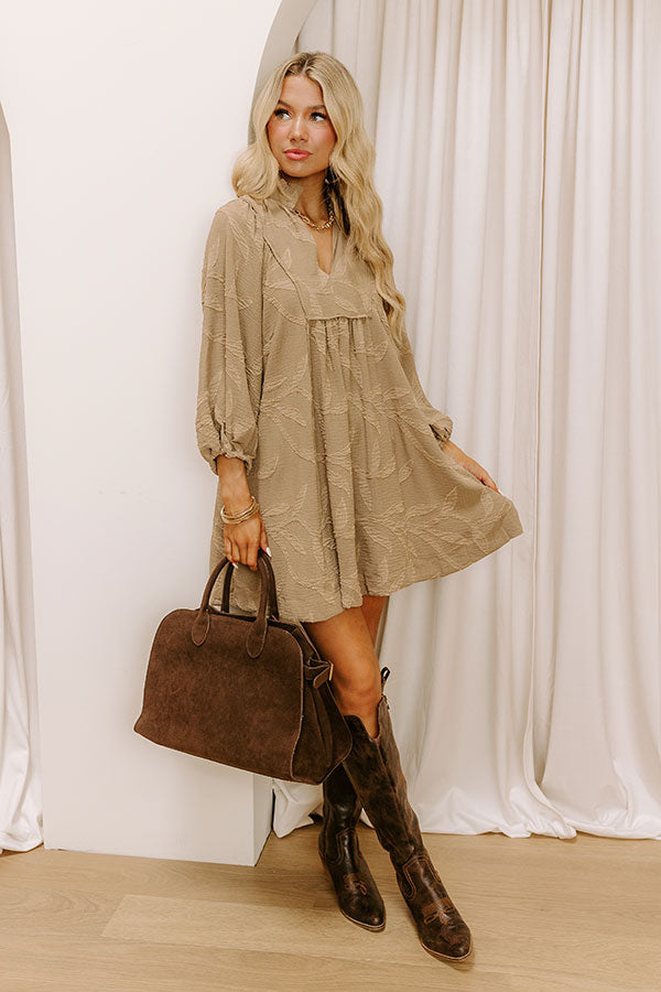 Kind Smile Jacquard Mini Dress in Taupe Image 1