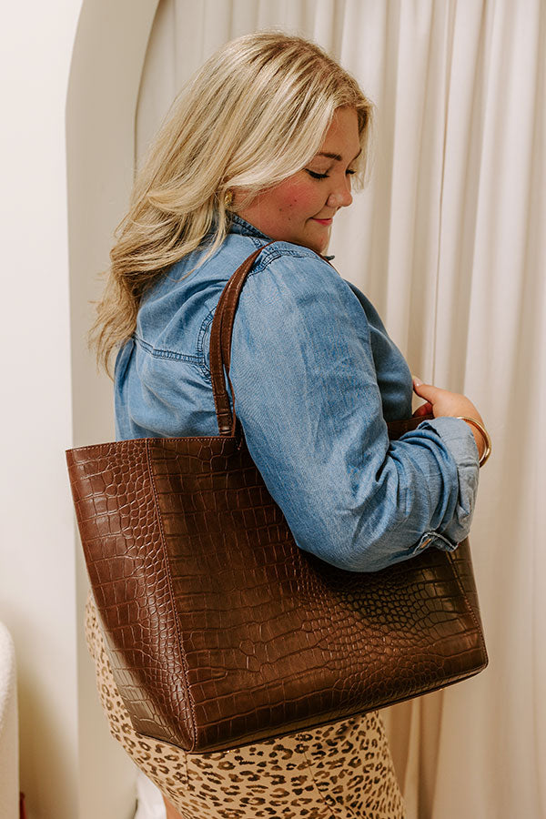 The Tiffany Faux Leather Tote in Chestnut Image 1