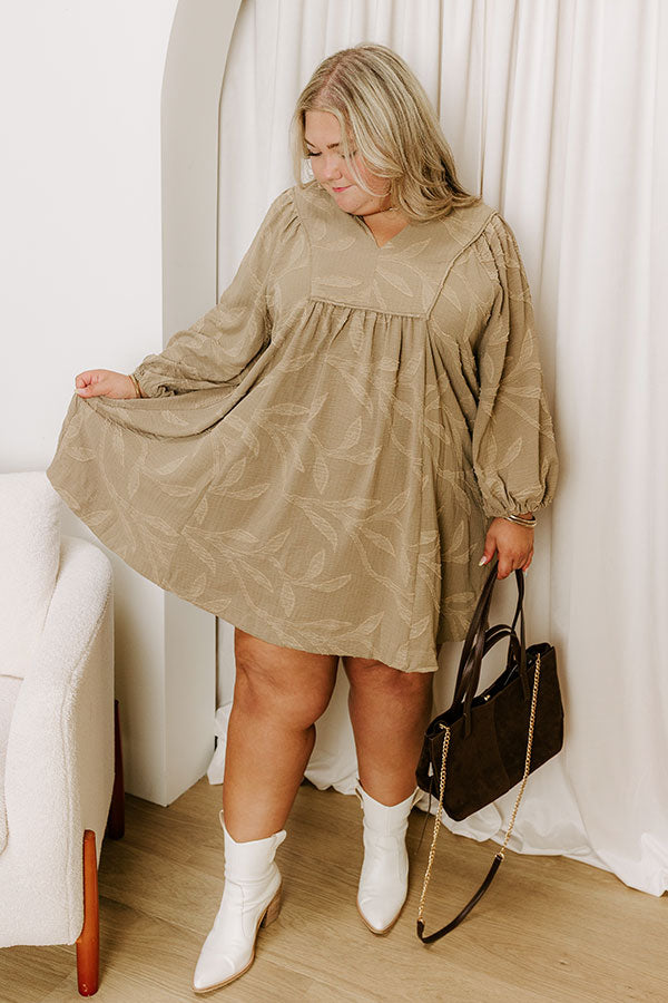 Kind Smile Jacquard Mini Dress in Taupe Curves Image 4