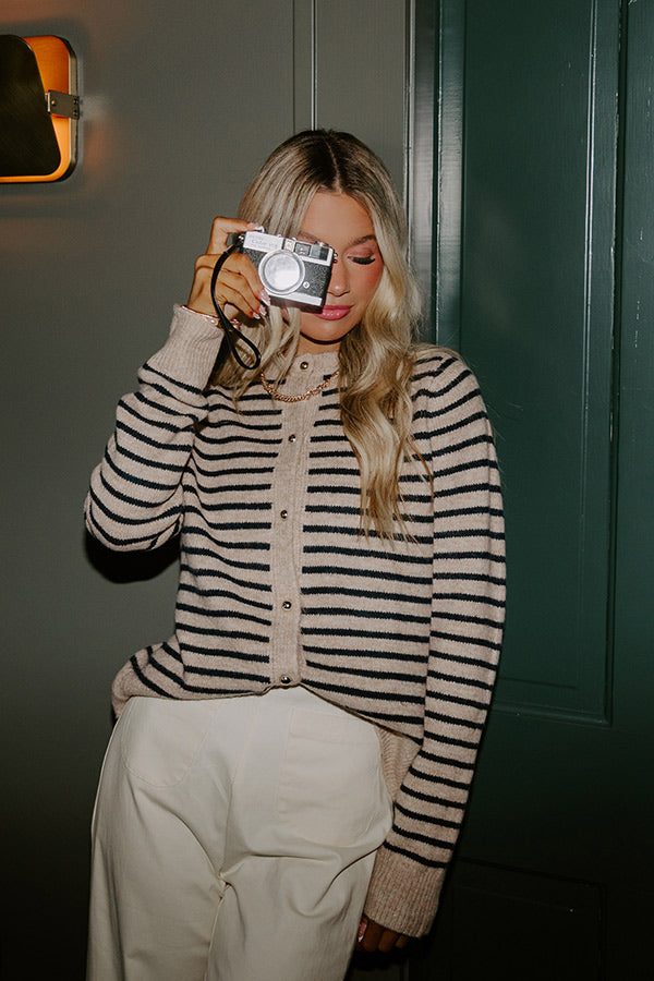 Cappuccino Please Stripe Cardigan Image - 1