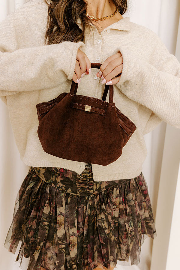 Central Park Chic Faux Suede Purse in Chestnut