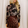 Floral Daydream Velvet Burnout Mesh Top in Black Image 1