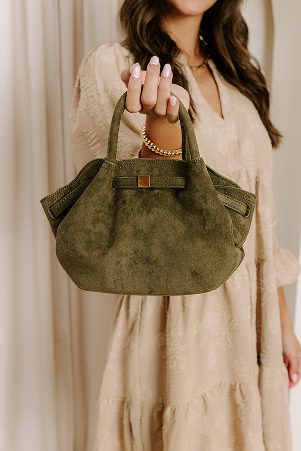 Central Park Chic Faux Suede Purse in Olive Image - 1