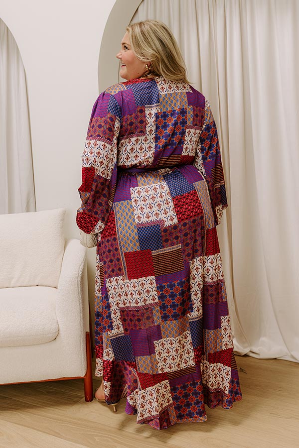 Vineyard Views Satin Color Block Midi Dress in Purple Curves Image 5